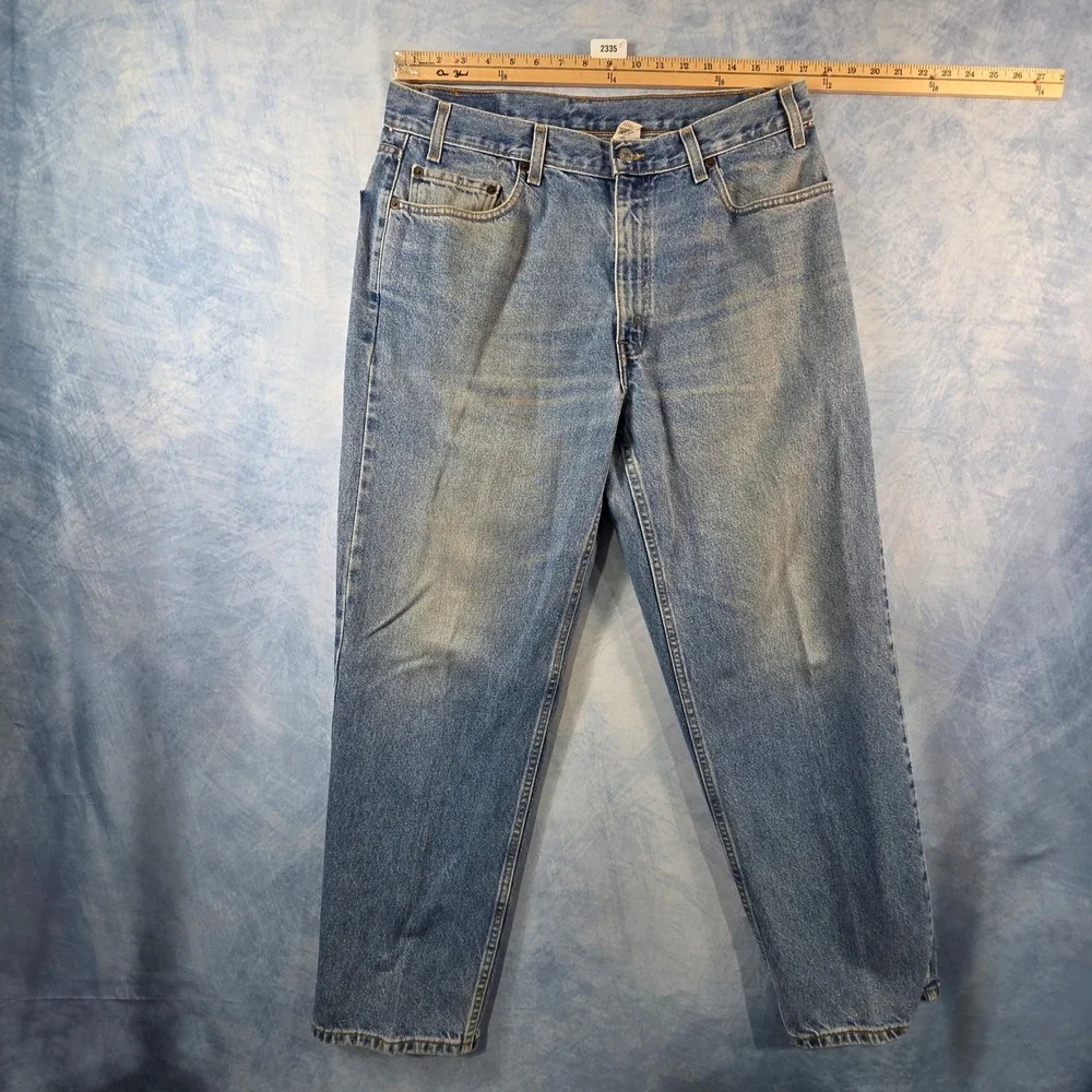 Y2K 2002 Levis Relaxed Straight Leg Jeans Light Wash Blue Denim Mens 550 Style